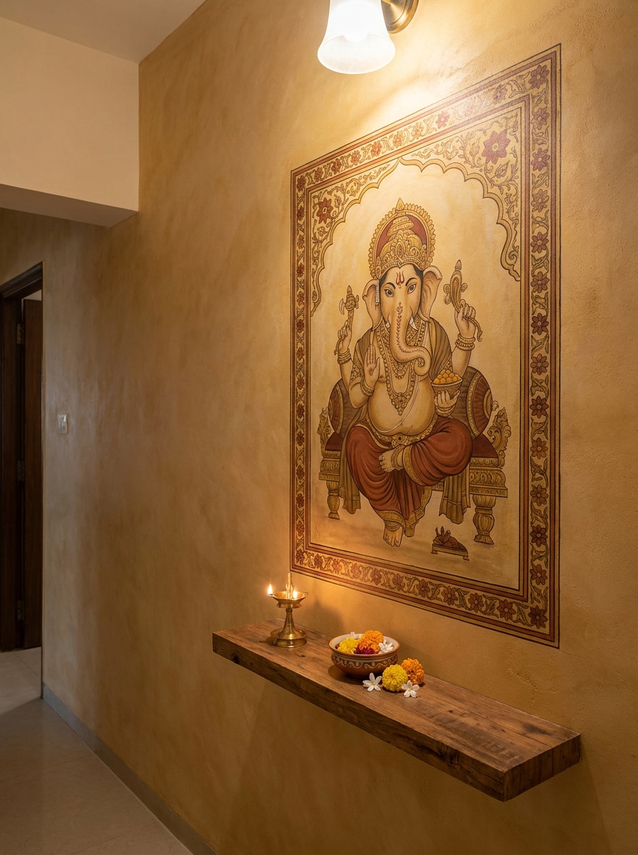 Hand-painted Ganesha in gold and terracotta